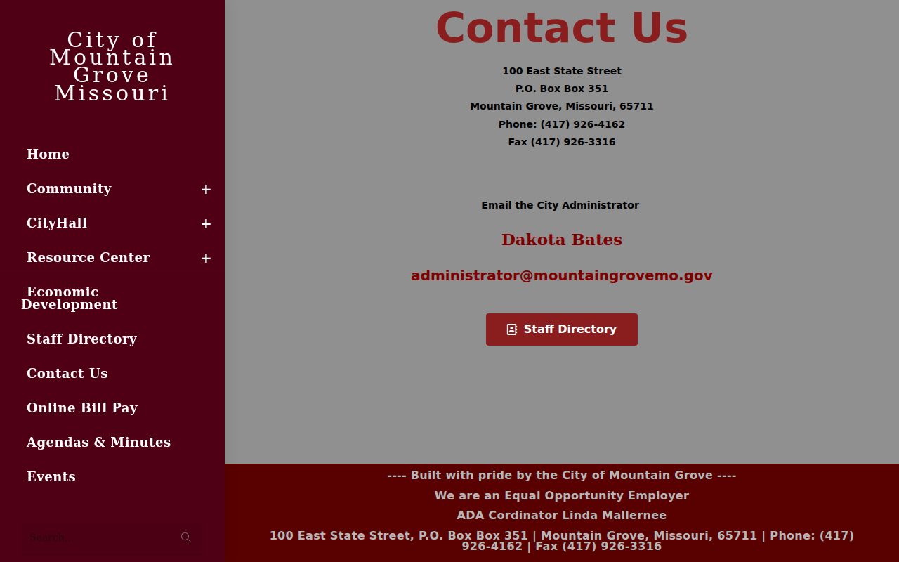 Mountain Grove court docket City Hall contact route