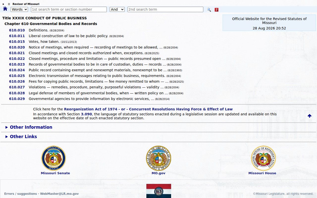 Norwood court records Missouri public access law resource